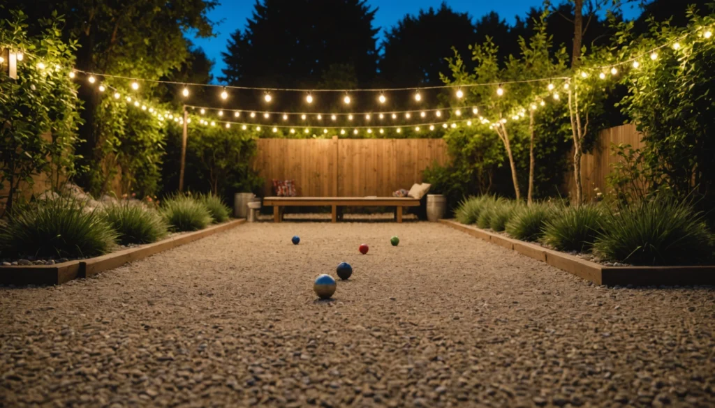 terrain de petanque éclairé