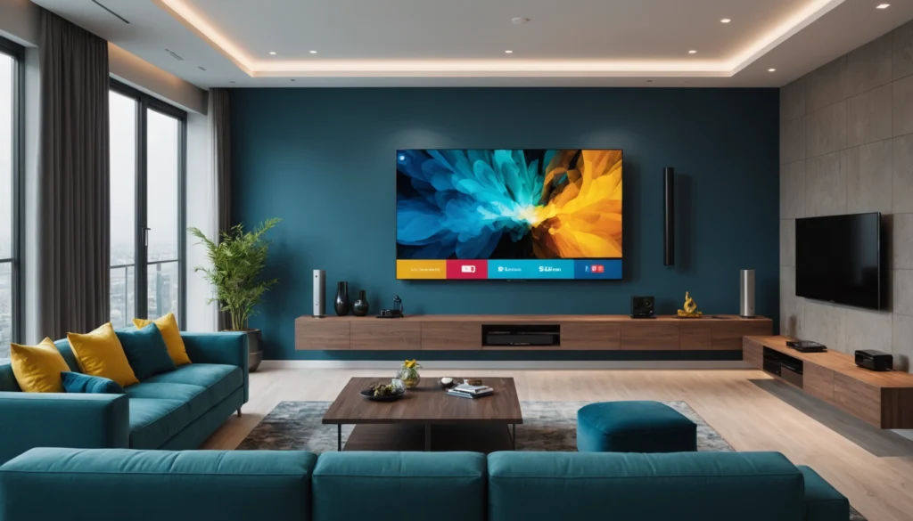 mur TV avec éclairage