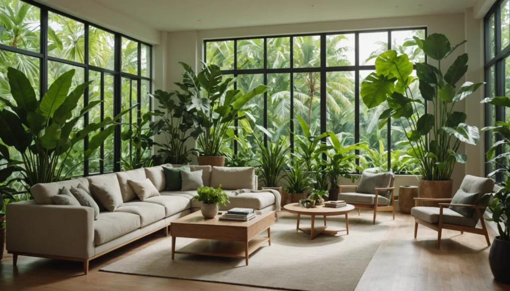 plantes vertes avec grandes feuilles